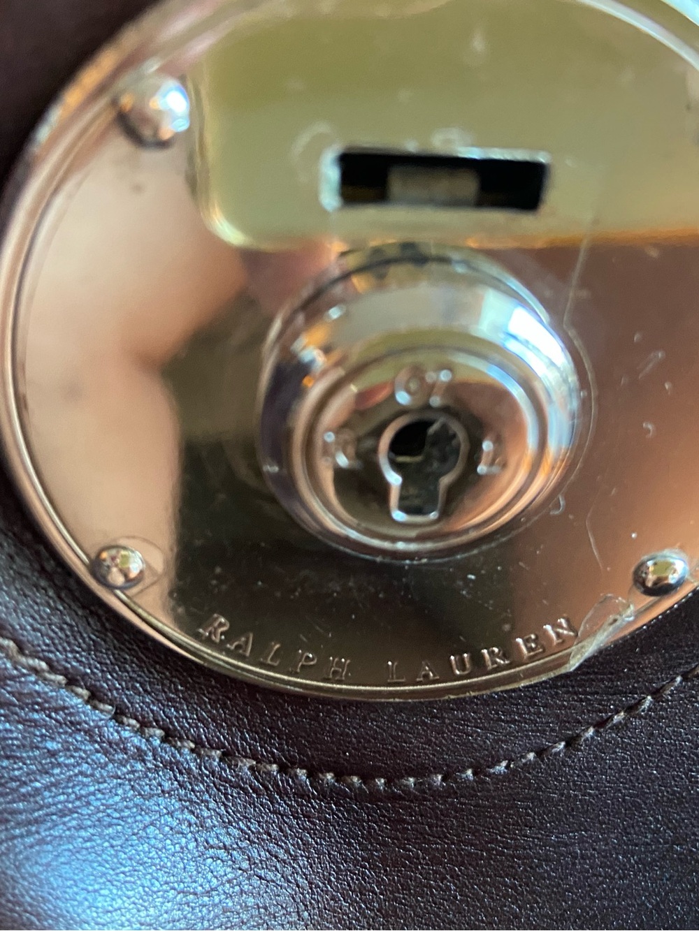 Ralph Lauren Chocolate Brown Leather Satchel with Polished brass logo Hardware - Picture 4 of 7